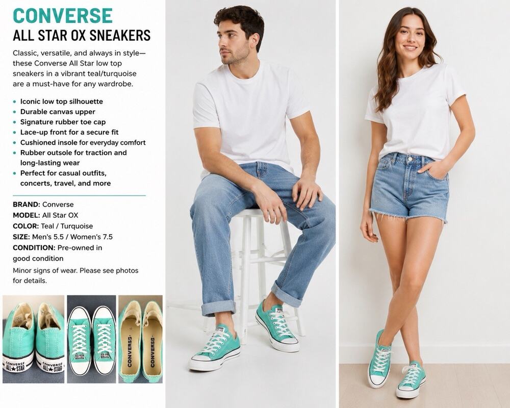 Converse Chuck Taylor All-Star OX Style Unisex Canvas Sneaker-Turquoise/Teal
